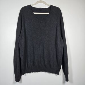 J. Crew Cotton Cashmere Blend Charcoal Gray V-Neck Sweater Mens Size XL